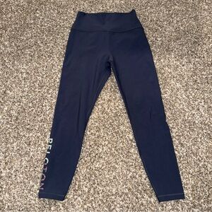 PELOTON Cadence Cycling Leggings Sz Medium Steel Blue High Waist Capri Length